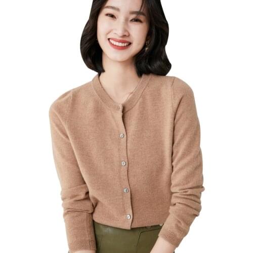 2020 New Cashmere Women Basic Cardigan O-Neck Sweater Spring Autumn Winter Female Long Sleeve Wool Knitted Solid Soft Fashion