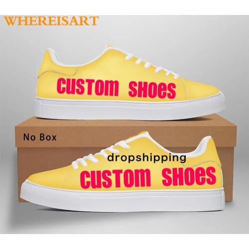 WHEREISART Women Low Top Canvas Shoes Casual Customized Logo Image Spring Autumn Sneakers 2021 Ladies Flats Footwear Dropship