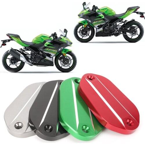 Motorcycle Front Brake Fluid Reservoir Cap Cover For KAWASAKI Ninja 400 2018 CNC Aluminum