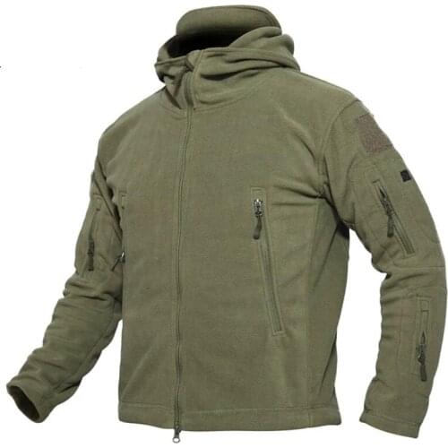 Fleece Jacket Men Outwear Softshell Warm Mens Multi Pocket Thick Thermal Polar Hooded Military Tactical Jackets Plus Size 4XL