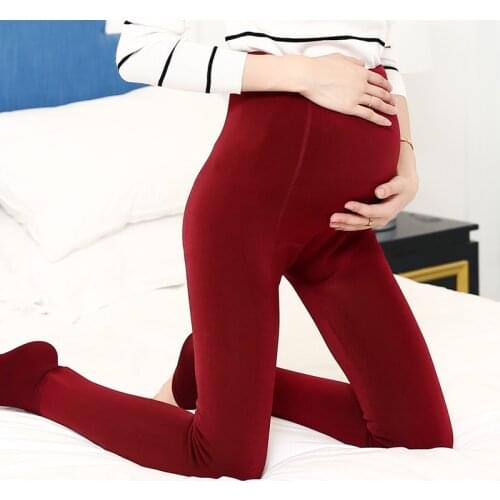 Maternity Leggings Winter Velvet Skinny Pants For Pregnant Women Warm Clothes Thickening Pregnancy Trousers Mother Clothing