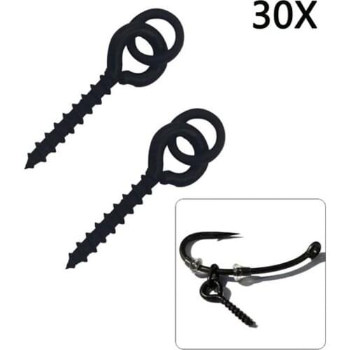 50%HOT 30Pcs Carp Fishing Boilies Screw Peg with Ring Swivel Rig Tackle Bait Holder