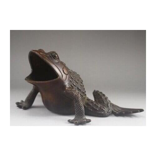 Copper Brass CHINESE crafts Asian Exquisite Chinese old BRASS Frog Statue box Ashtray