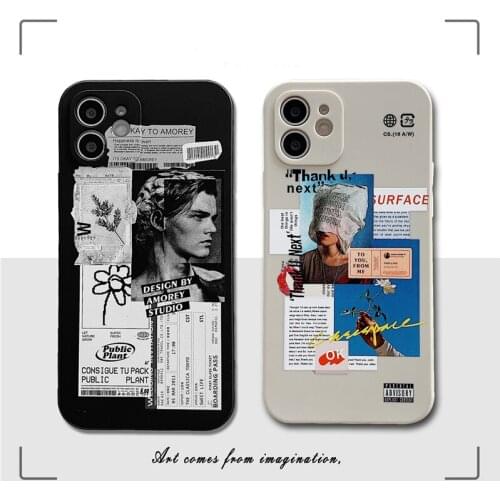 Cute Painted Soft Silicone Phone Case for iPhone 7 8 plus 11 Pro Xs Max XR TPU Cover Coque