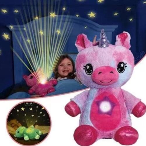 Cute Puppy Stuffed Animal With Light Projector Star Night Light Galaxy Belly Lamp Bedroom Decor for Kids Christmas Gifts Party