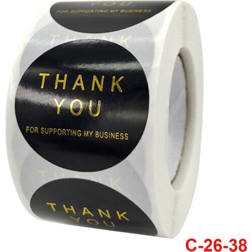 Thank you sticker 1.5 inch gold stamping thank you thank you sticker gold stamping black sticker