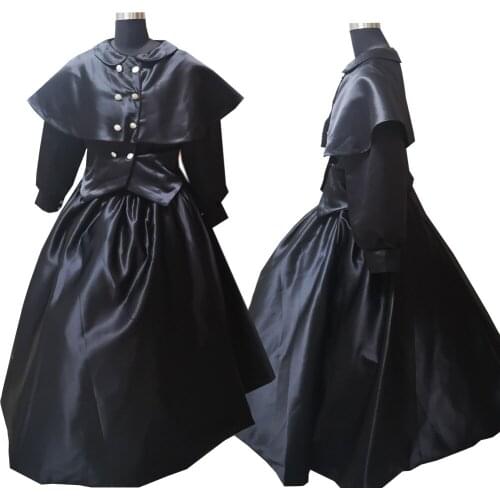 2020 New black Vintage costumes 18th Duchess Retro medieval Renaissance Reenactment Theatre Civil war Victorian dress D-566