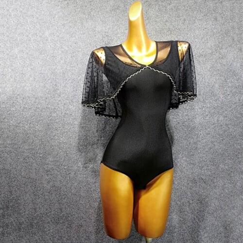 New Ballroom Latin dance top women modern dance one-piece clothes shawl sleeve waltz tops