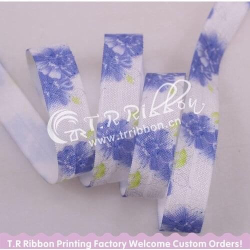 New design 100yards heat transfer flower fold over elastic, 5/8 inch floral pattern foe elastic free shipping