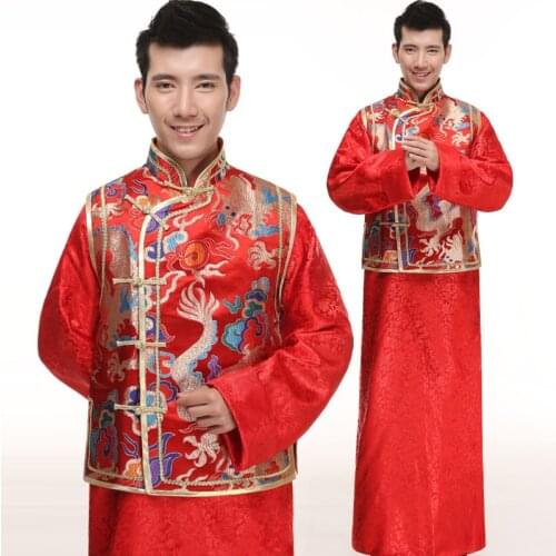 New Chinese Folk Costume Men Traditional Wedding Costume Male DragonTang Robe Hanfu Suit Chinese Ancient Cosplay Costume16