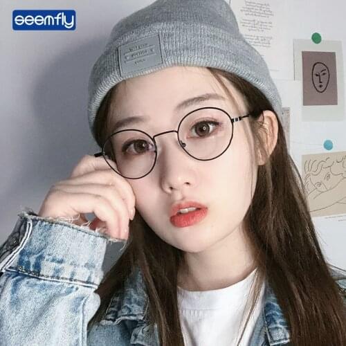 Seemfly Ultralight Small Round Metal Frame Myopia Glasses Women Men Vintage Fashion Shortsighted Eyeglasses Diopters -1.0 -4.0