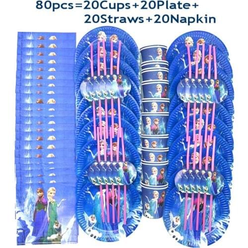Disney Frozen Anna Elsa Princess birthday Party Disposable Tableware Birthday Decorations Shower Dinnerware Cup Plate Supplies