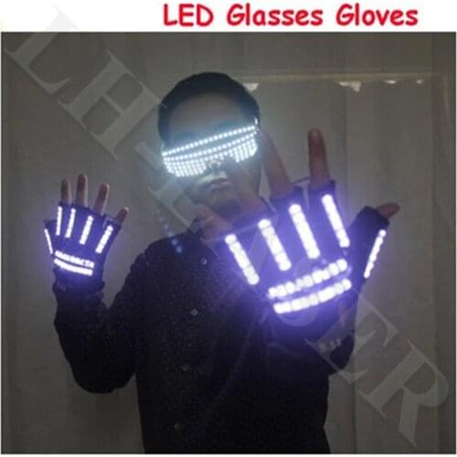Custom LED light gloves LED flashing glasses laser performance clothing nightclub performance props