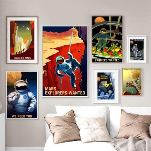 Mars Exploration Space Travel Posters & Prints Aerospace Enthusiast Gift Mars Recruitment Canvas Poster Boys Room Decor Painting