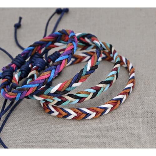Colorful Handmade Beach Braid String Cotton Wrap Woven Rope Woven Bracelets For Women&Men Adjustable Size