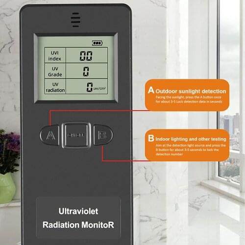 Portable Ultraviolet Radiation Detector Electromagnetic Monitor Digital EMF Meter Dosimeter Tester with Bracket Tools Accessory
