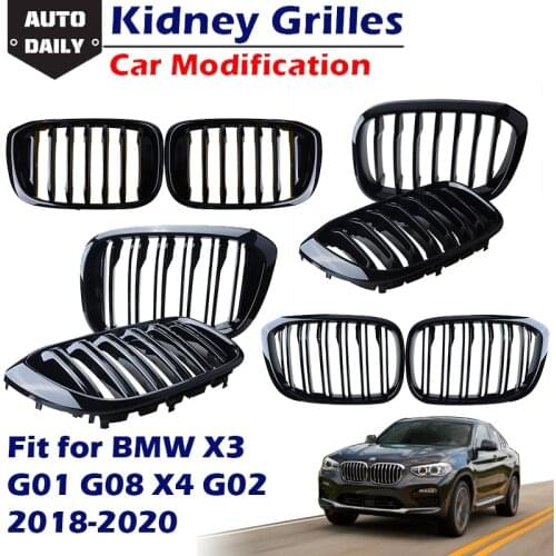 Black Kidney Grille Front Bumper Air Intake Racing Grill Fit For BMW X3 G01 G08 X4 G02 2018-2020 ,Car Accessories Replacement
