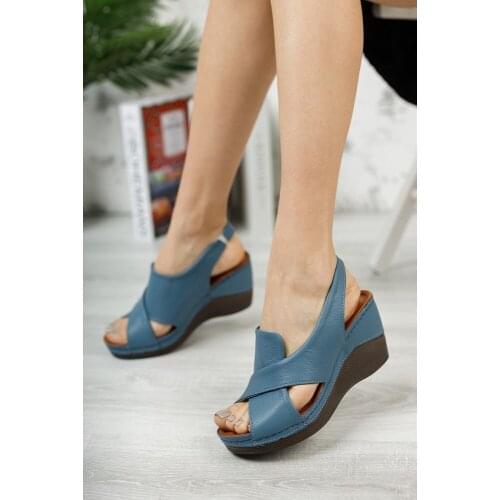 Genuine Leather Wedges Women 'S Shoes Sandals