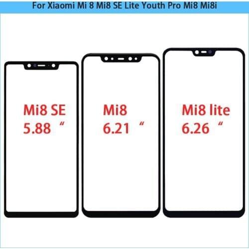 10PCS For Xiaomi Mi 8 Mi8 SE Lite Youth Pro Mi8 Mi8i Touch Screen Panel Front Outer Glass Lens Touchscreen LCD Front Glass Cover