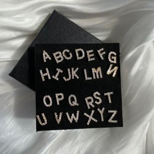 Simple 24 Letters Zircon Earrings S925 Ear Pin Copper Ear Stud Fashion Women Jewelry