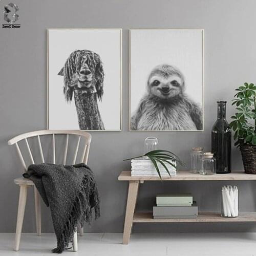 Nordic Alpaca Canvas Art Prints and Posters Decorative, Wall Art Sloth Paintings Picture for Kids Bedroom Home Decor