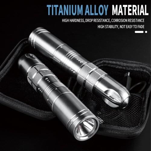 Titanium alloy strong light flashlight outdoor camping lighting is waterproof, fall-resistant, rechargeable and very durable
