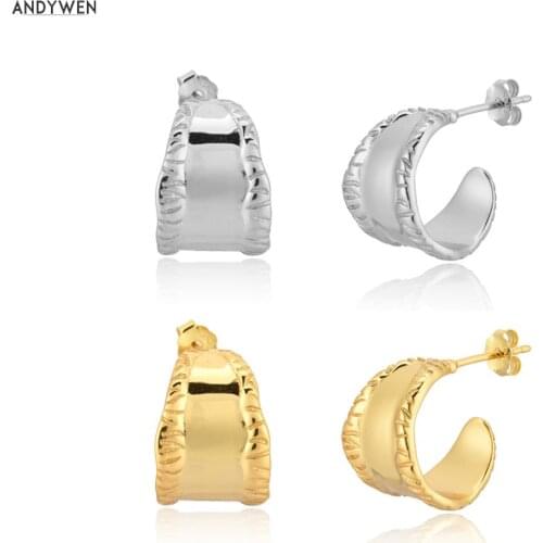 ANDYWEN 925 Sterling Silver Gold Irregular Geometric Big Square Hoop Circle Women Fashion Jewelry Luxury Wedding Party Luxury