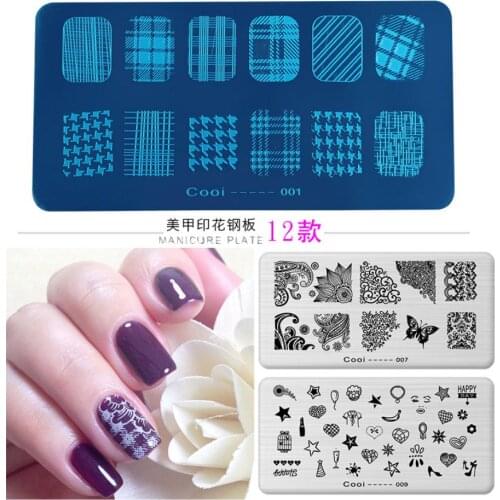 1 Pcs 6*12cm Stainless Steel Nail Template Manicure Stencil Tools Nails Accessoires Nail Art Stamp Stamping Image Plate T0244