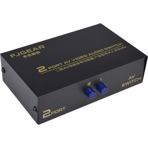 2 Port AV RCA Switch 2 in 1 out Composite Video L/R Selector Box for DVD Player NEW 2020