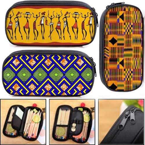 African Print Woman Cosmetic Case Afro Pencil Bag Fashion Girls Stationary Bag School Teenager Case Supplies Pencil Box