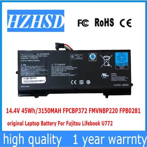 14.4V 45Wh 3150mAh Original FPCBP372 FMVNBP220 Laptop Battery For Fujitsu Lifebook U772 FPB0281