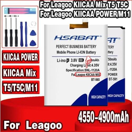 HSABAT BT-565 Battery for Leagoo KIICAA Mix T5 T5C 4750mAh BT-591 for LEAGOO KIICAA POWER 4800mAh BT-6202 For LEAGOO M11