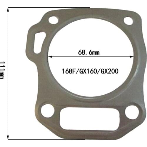 Gasoline generator parts2-2.5kw stainless steel cylinder gasket 168F/GX160/GX200 5.5HP water pump micro tiller road cutting mach