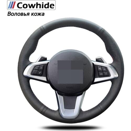 Handsewing Black Genuine Leather Steering Wheel Covers For BMW Z4 2009- 2014 E83