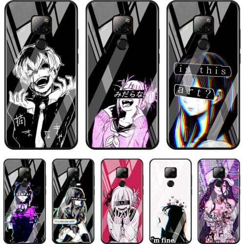 Tempered Glass Cover Sad Anime Aesthetic Senpai For Huawei Y6 Y7 Y9 Y5P Y6P Y8S Y8P Y9A P Smart Z 2019 2020 2021 Phone Case