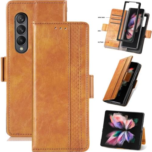 For Samsung Galaxy Z Fold 3 Case,Wallet Folio Case Magnetic Closure RFID Blocking Card Slots Kickstand Shockproof Case for Fold3