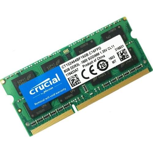 Crucial RAM SO DIMM DDR3 DDR3L 8GB 4GB 1333MHZ 1066MHz 1600 SODIMM 8 GB 12800S 8500S 10600S 1.35V For Laptop Notebook Memory