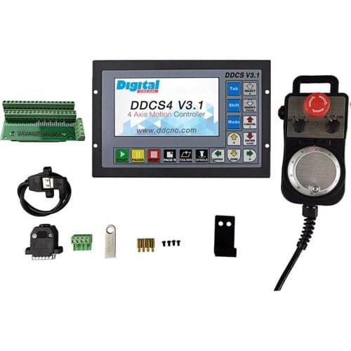 Special offer DDCSV3.1 3/4 Axis 500KHz G-Code Offline CNC Controller + 4 Axis Emergency Stop Electronic Handwheel MPG