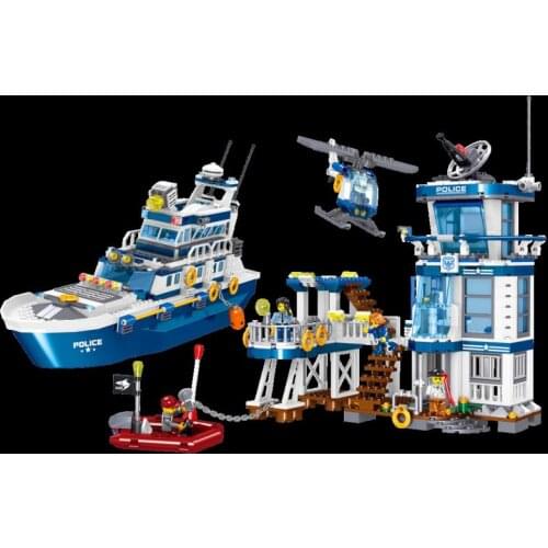 ZHE GAO QL0231 Police Series Marine Police Department Childrens Intelligence Assembled Building Block Toys christmas Gift