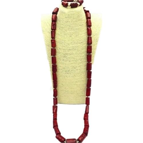 Dudo Statement African Necklace Mens Nature Coral Beads Jewelry Set One Layer Simple Design Jewellery Set Free Shipping 2019