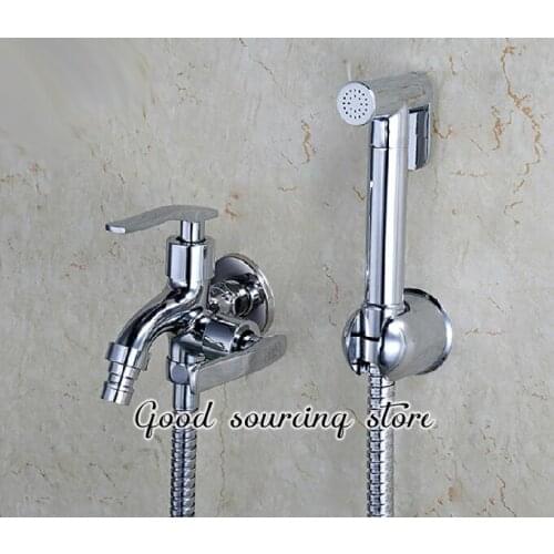 Two-ways dual water exit toilet bidet faucet
