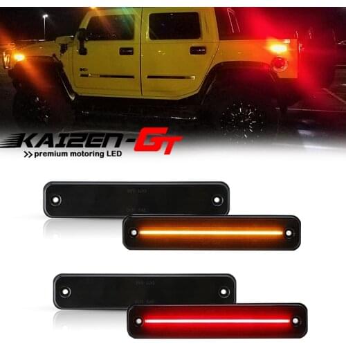 Smoked Lens Front Amber Rear Red Full LED Car Side Marker Lights / Fender Flare Lights For 2003-2009 Hummer H2 Turn Signal Light