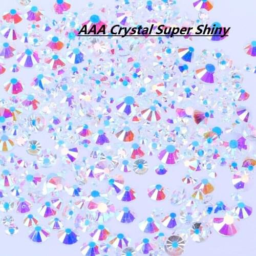 Nail Strass CLEAR AB SS3-SS30 Flatback Glass Rhinestones for Nails Stones DIY 3D Nail Decorations