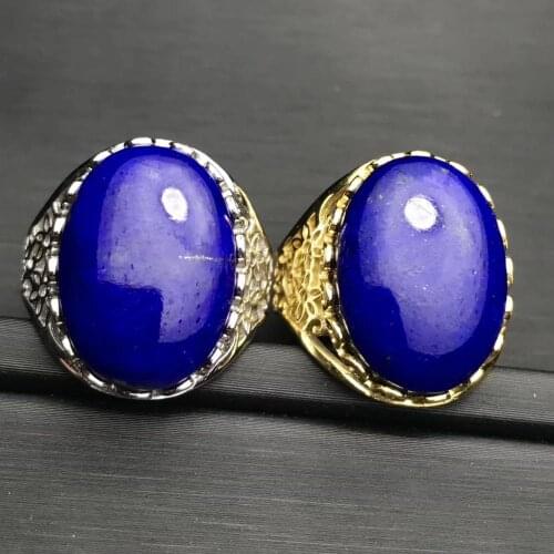 100% Natural And Real Lapis Ring Big Stone 925 sterling silver Wholesales Fine jewelry Natural Lapis Man Ring 13*18mm