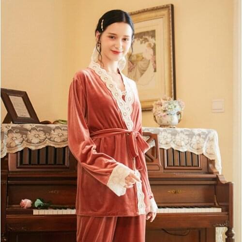 2020 Robes Sets 3Pcs Kimono Robe Bathrobe Sexy Sleepwear Peignoir Wedding Robes Bridesmaid Robes Camisole Pant