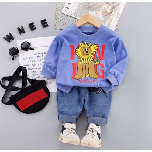 HYLKIDHUOSE Baby Boys Girls Clothing Sets Autumn Infant Clothes Outfit Children Cartoon T Shirt Pants Kids Cotton Sportswear