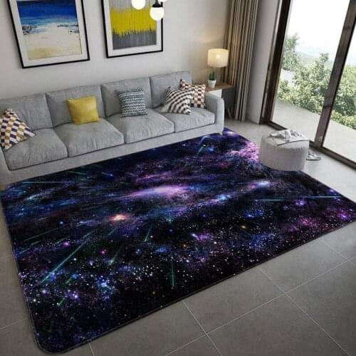 Galaxy Space Stars Pattern Carpets For Living Room Bedroom Area Rug Kids Room Play Mat 3D Flannel Carpet Soft Printed Home Large