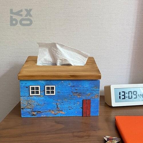 Creative Container Wooden Tissue Box Holder Kitchen Organizer Dispenser Napkin Tissue Boxes Paper Papel Seda Coffee Table BW50ZJ