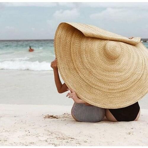 New Design 90CM Fashion Large Straw Sun Hat Beach Anti-UV Sun Protection Foldable Straw Cap Cover Fashion Accessories