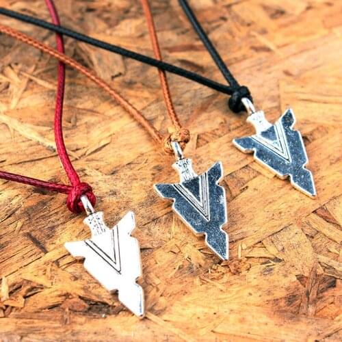 Mens Womens Arrowhead Necklace Adjustable Wax Cords Leather Long Chain Necklaces Primitive Jewelry Valentines Gift For Boyfriend